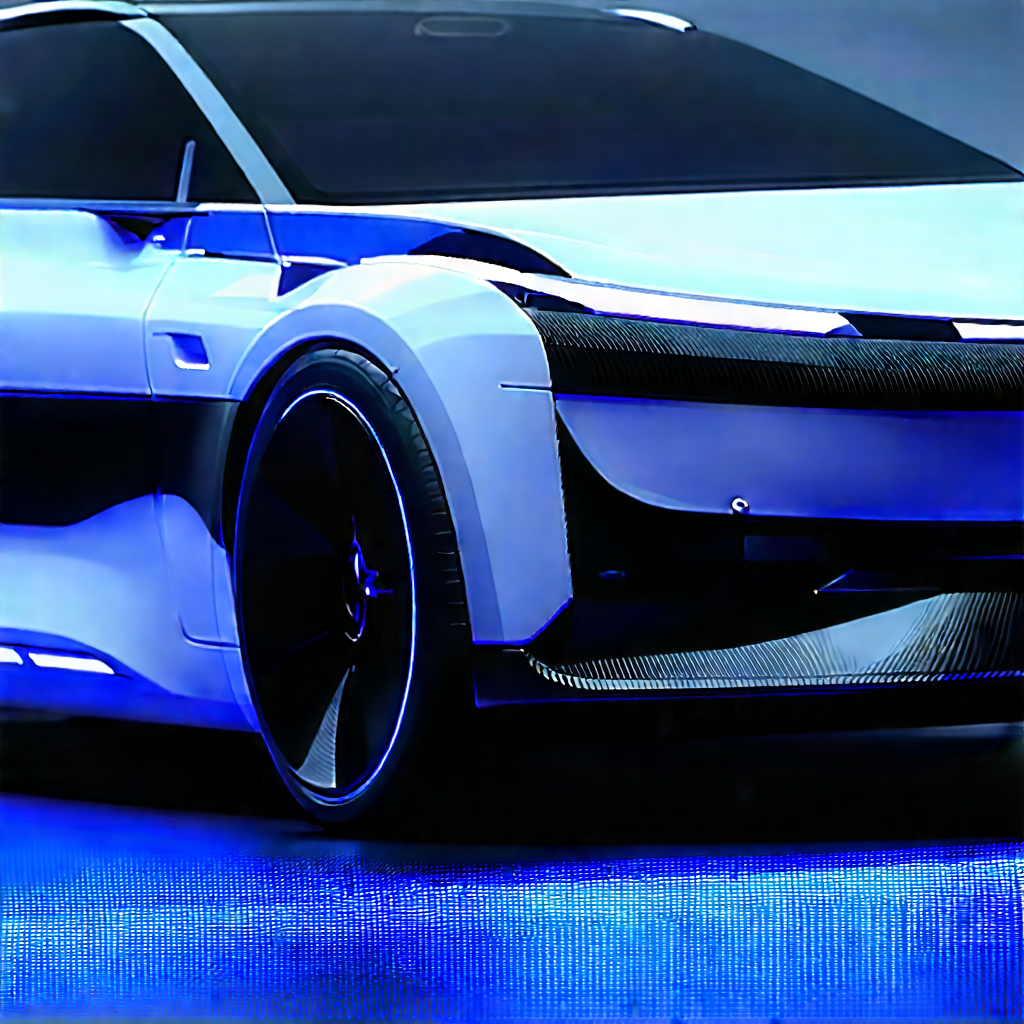 Innovative Electric Vehicle (design:1.47) With Futuristic Blue