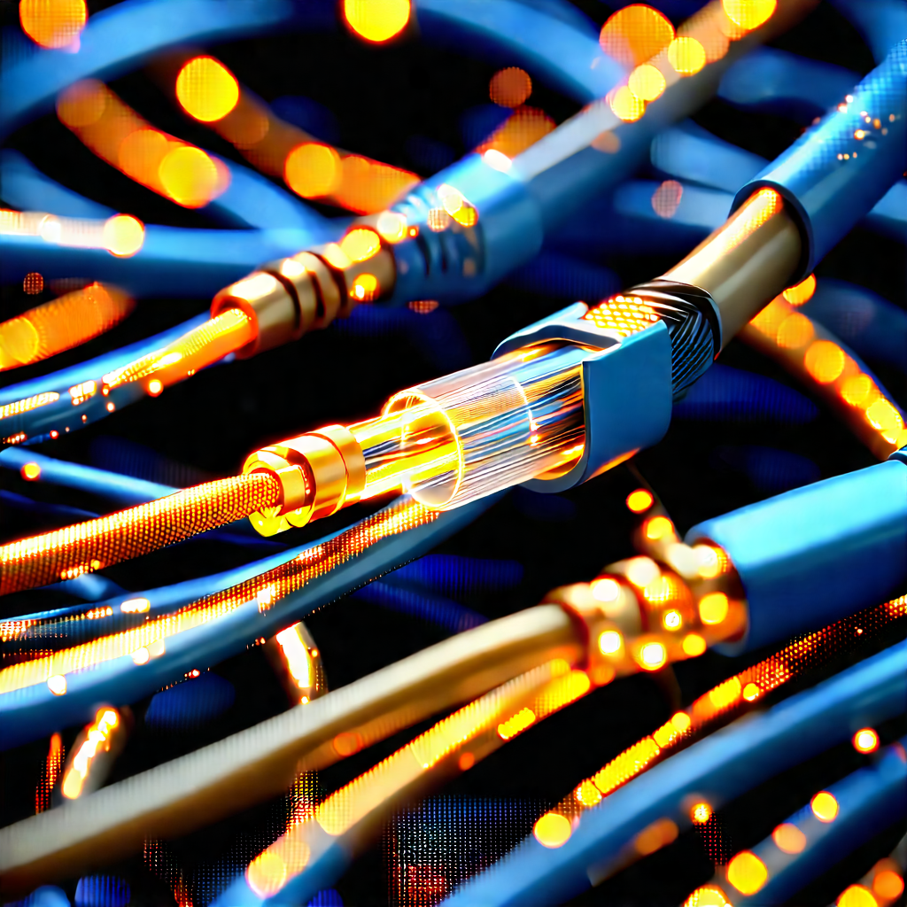 Close-up Of Fiber Optic Cables With Image, There