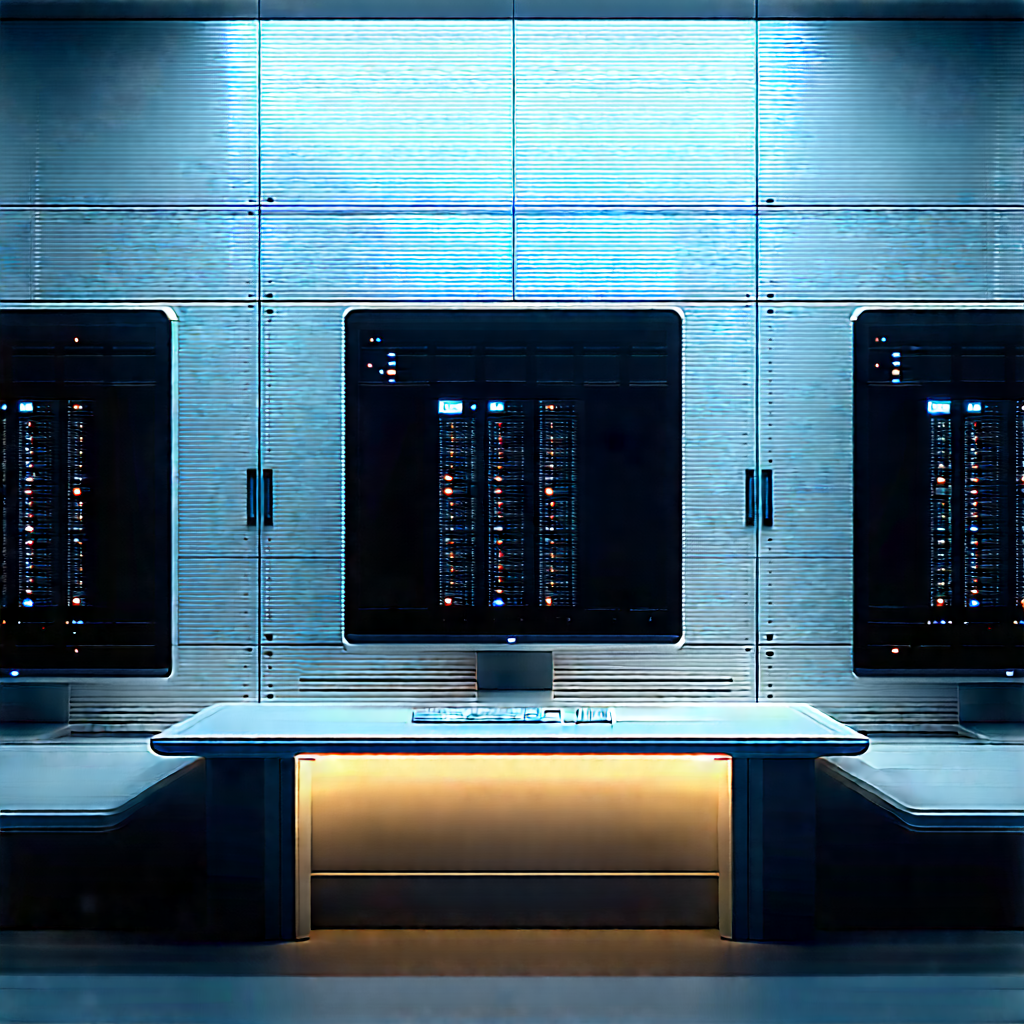 (futuristic:1.38) Server Room With Image, There