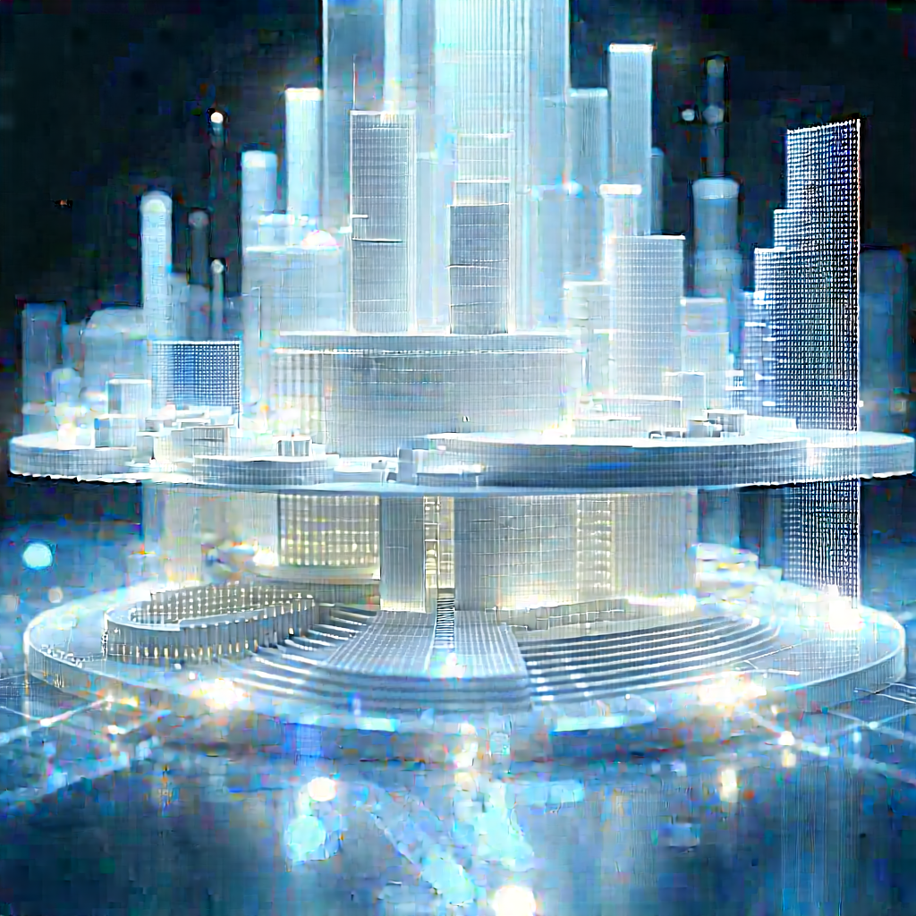 Financial Technology In (design:1.41) Studio With Futuristic Cityscape