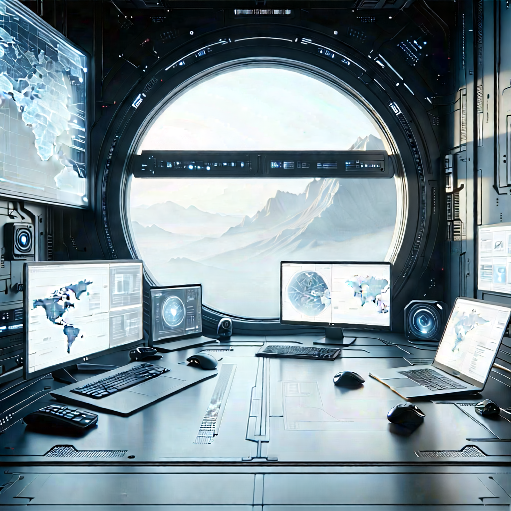 Futuristic (digital:1.26) workspace