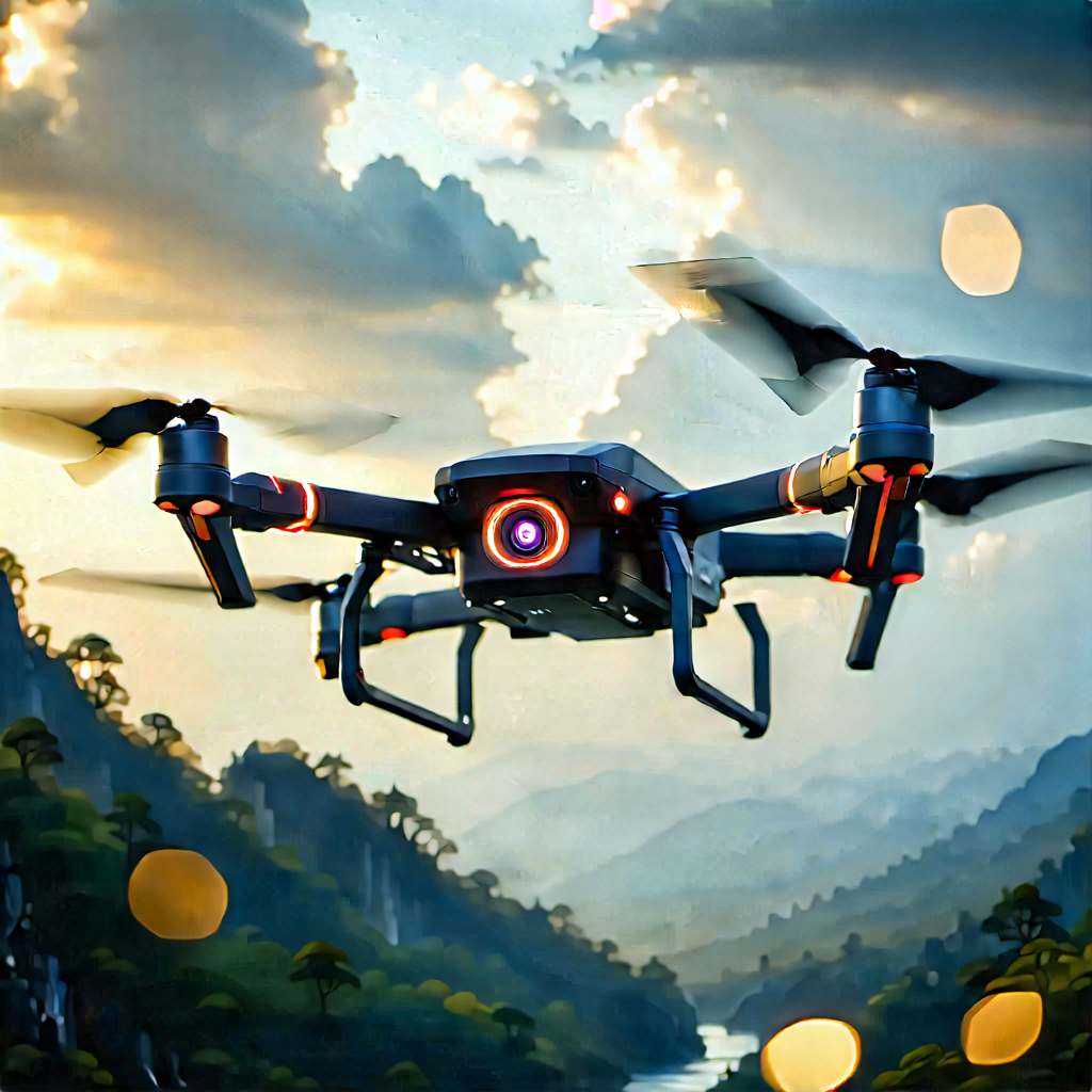 Drone With Digital Artwork With Black White