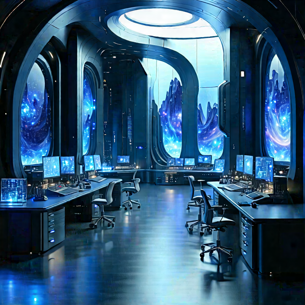 (futuristic:1.31) Research Laboratory With Image, There