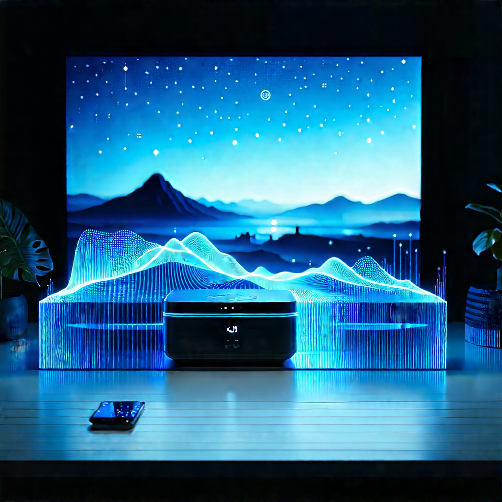 Smart Home Device With Data Visualization With Large, Blue,