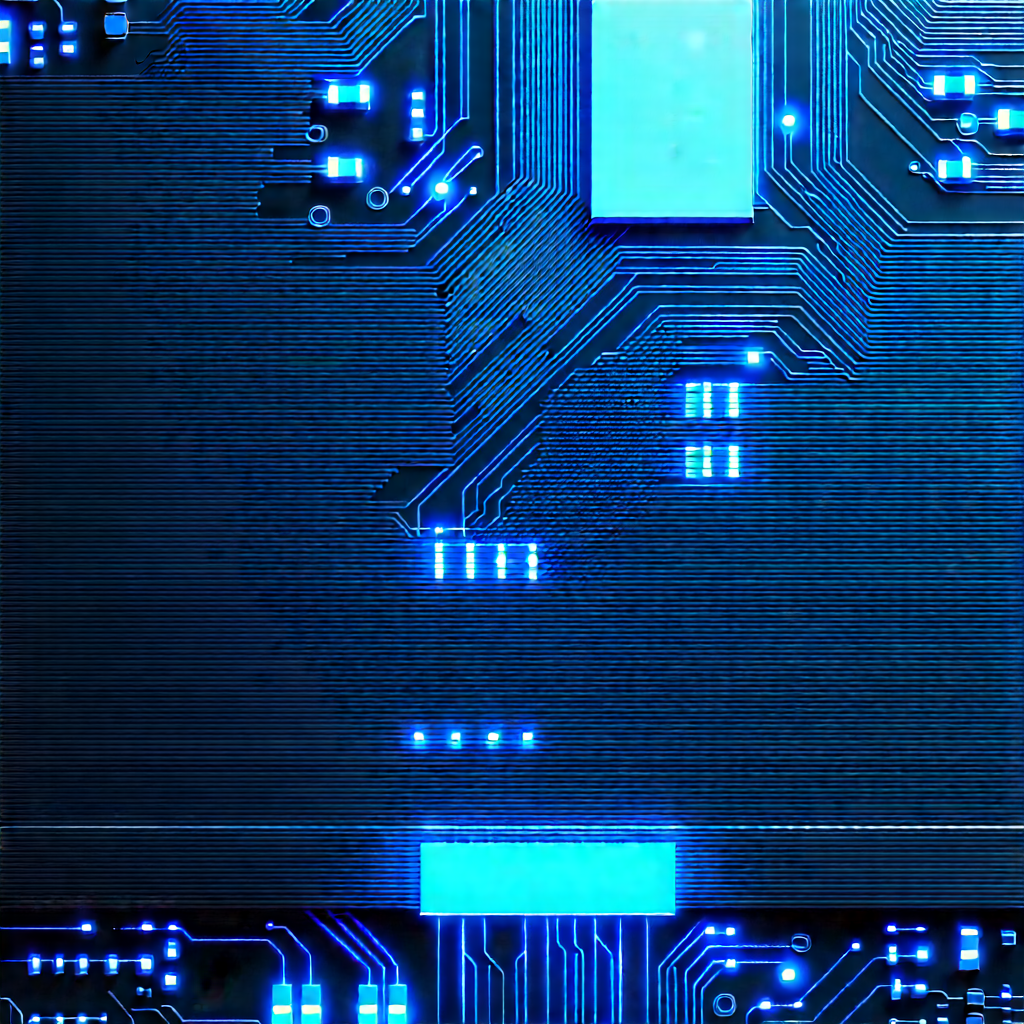 Circuit board with blue light glow