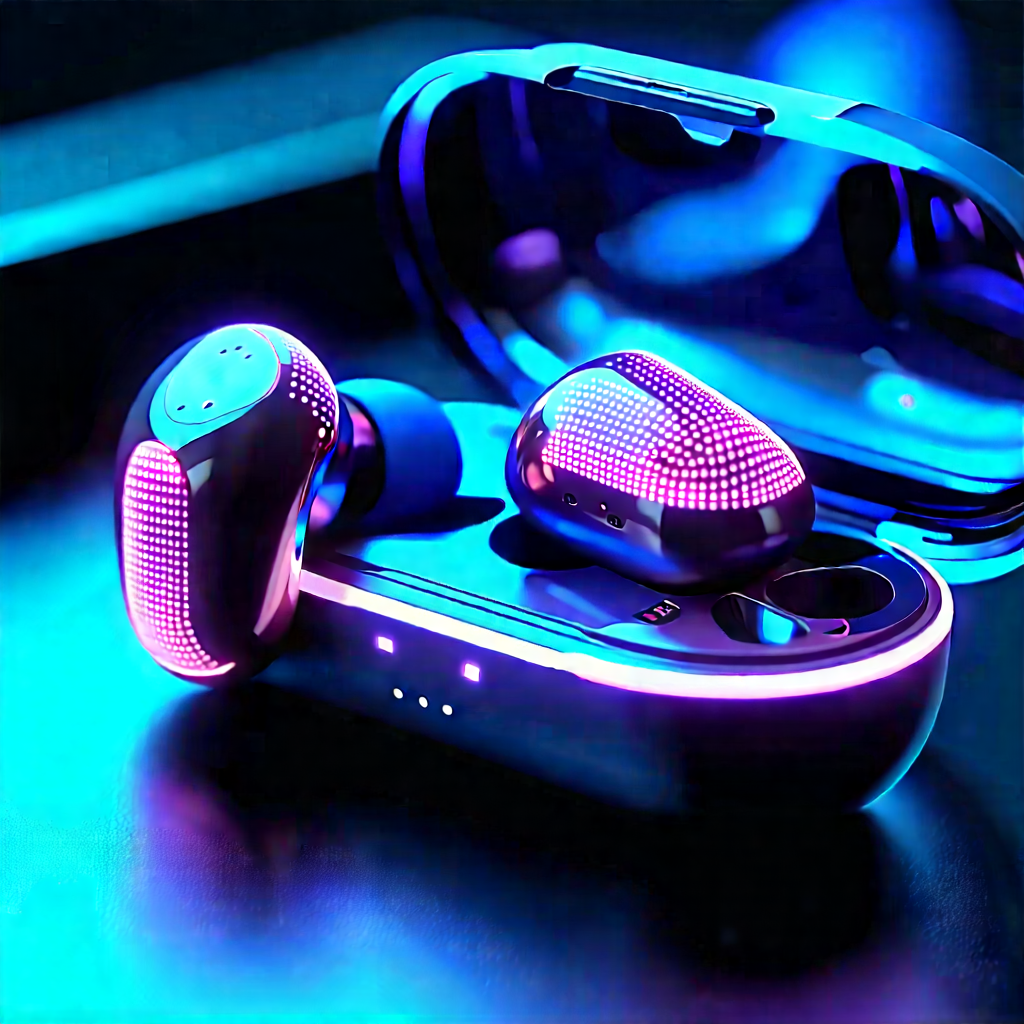 Wireless Earbuds With Glowing Screen With Pair Earphones