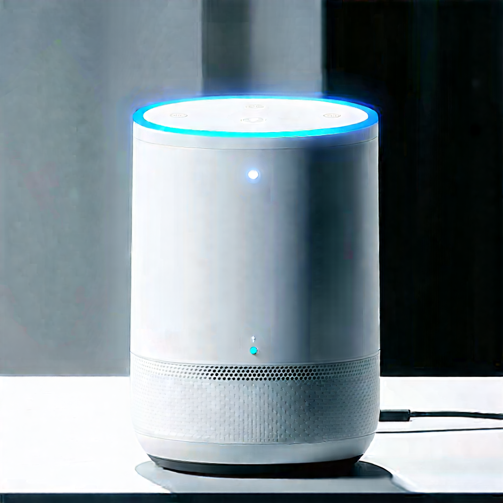 Smart Home Device With Streaming Content With White Speaker