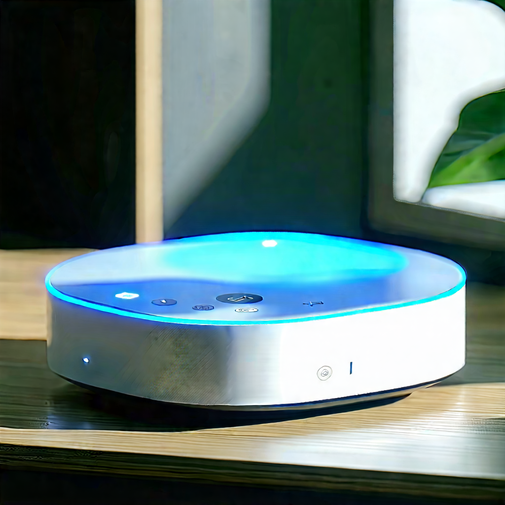 Smart Home Device With Streaming Content With Small, White,