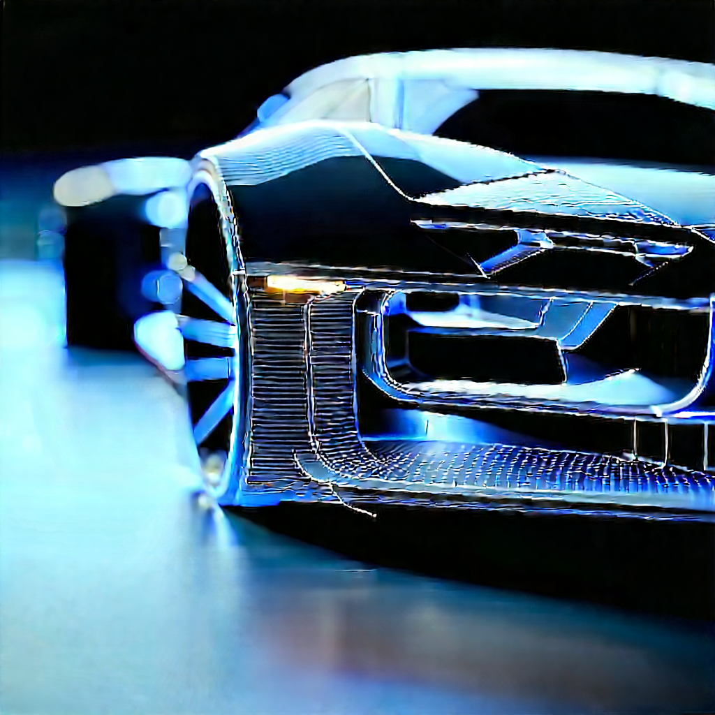 Automotive Technology In Research Center With Blue Parked