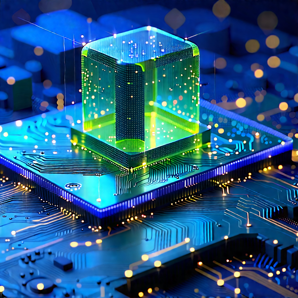 Blockchain Network Visualization With Close-up Green