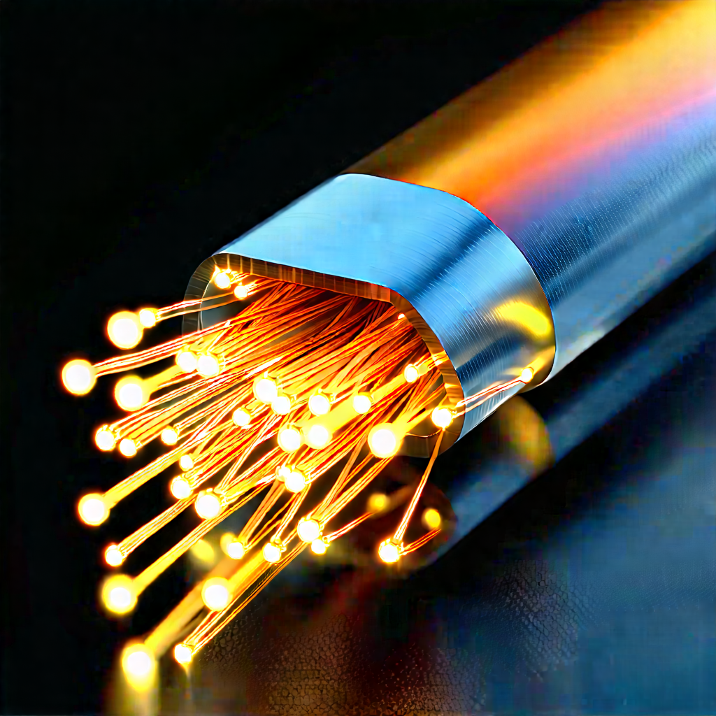 Close-up Of Fiber Optic Cables With Long, Thin