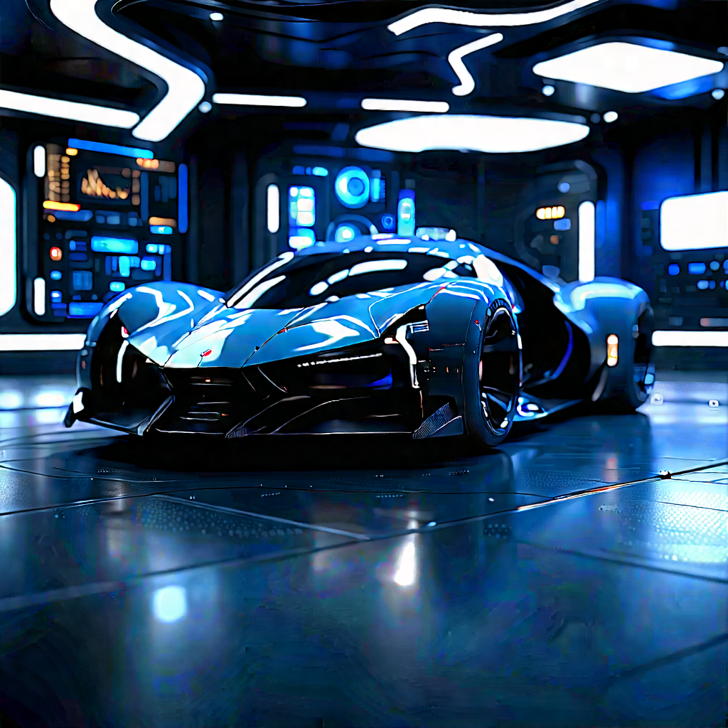 Automotive Technology In Tech Office With Blue Sports