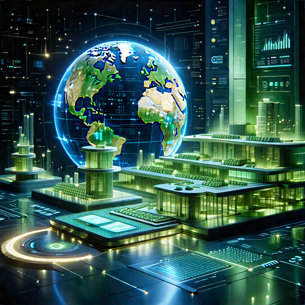 Financial Technology In Research Center With Futuristic Scene,