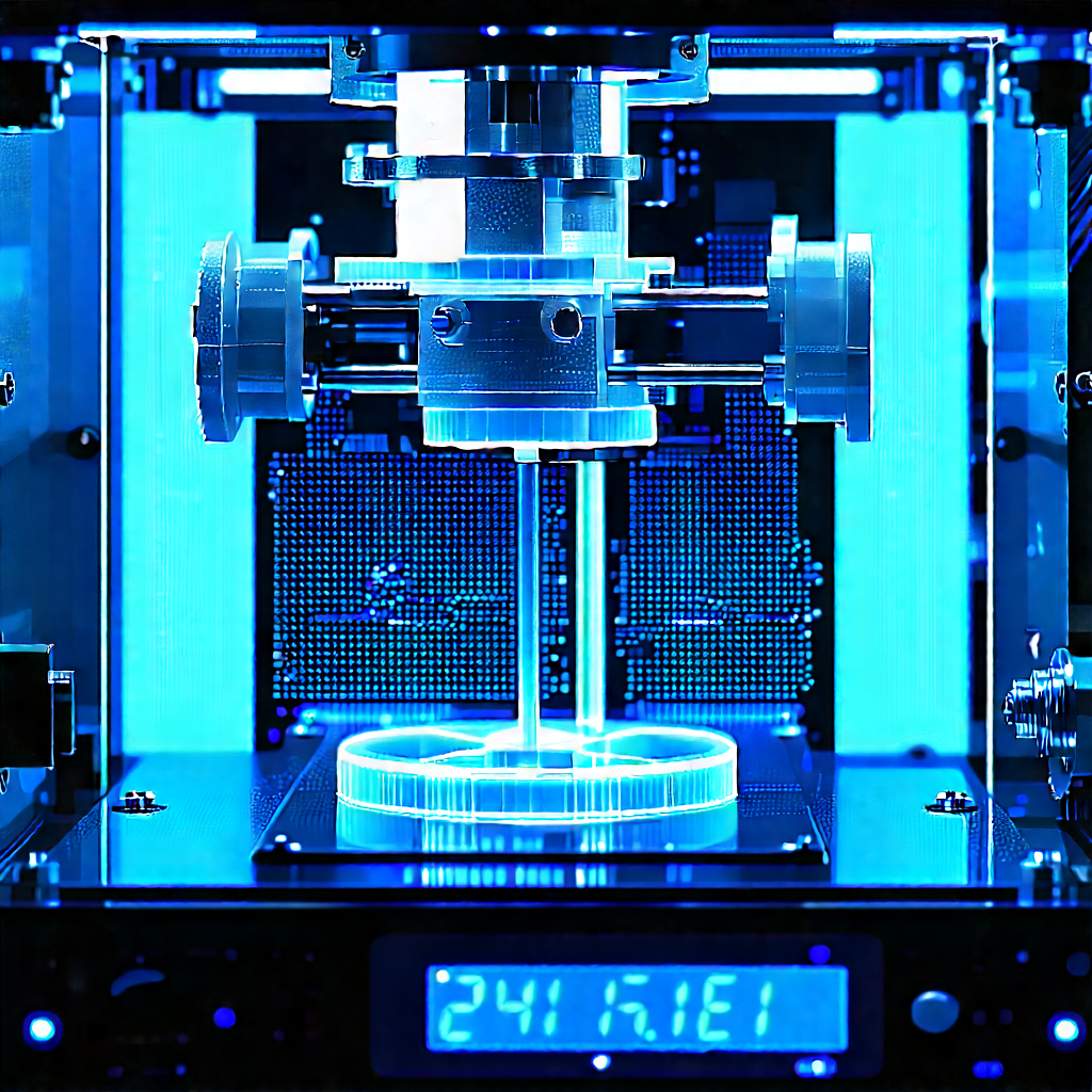 3d printer with blue light (glow:1.25)