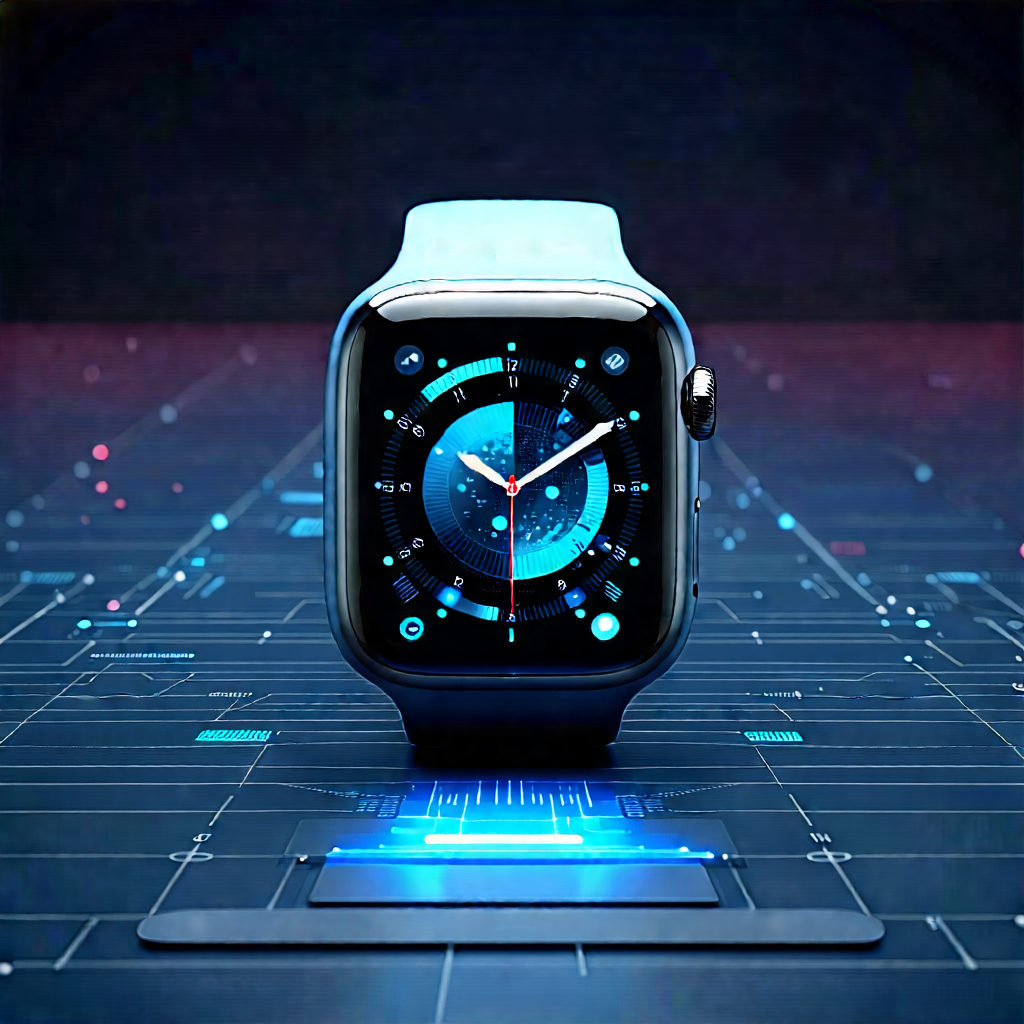 Smart Watch With Data Visualization With Blue Apple