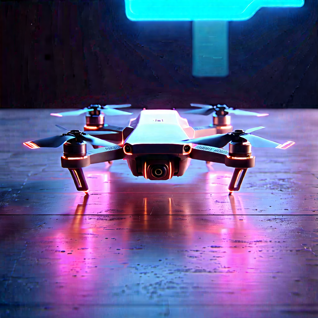 Drone With Glowing Screen With Small Drone