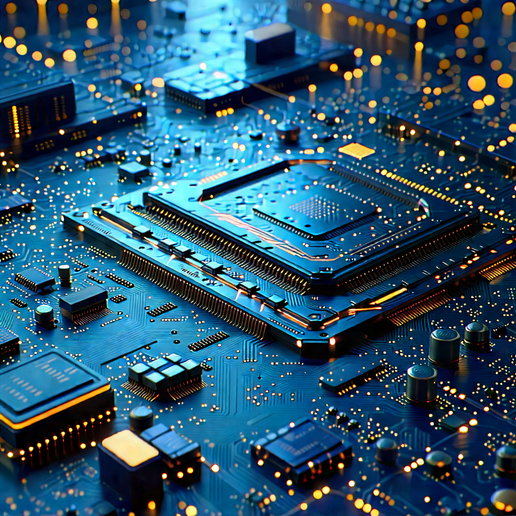 Close-up Of Electronic Circuit With Close-up Computer