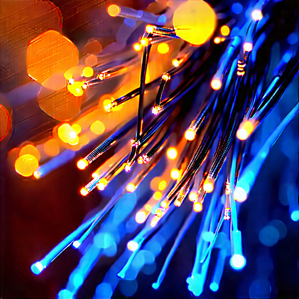 Close-up Of Fiber Optic Cables With Close-up Blue