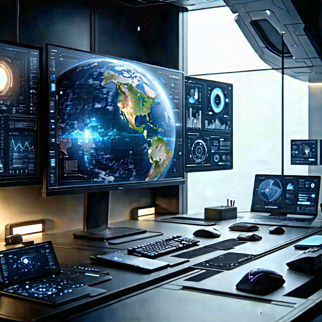 Futuristic (digital:1.38) workspace