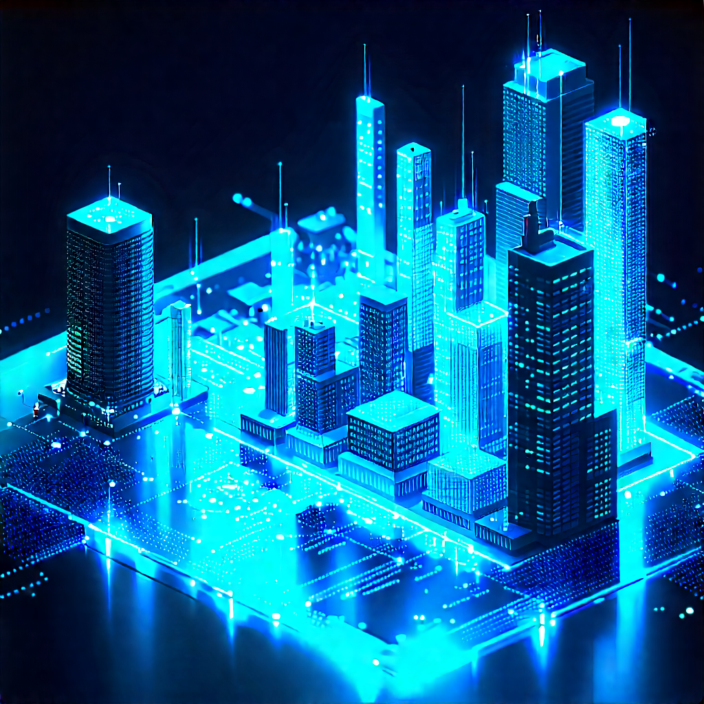 Financial Technology In Tech Office With Blue White