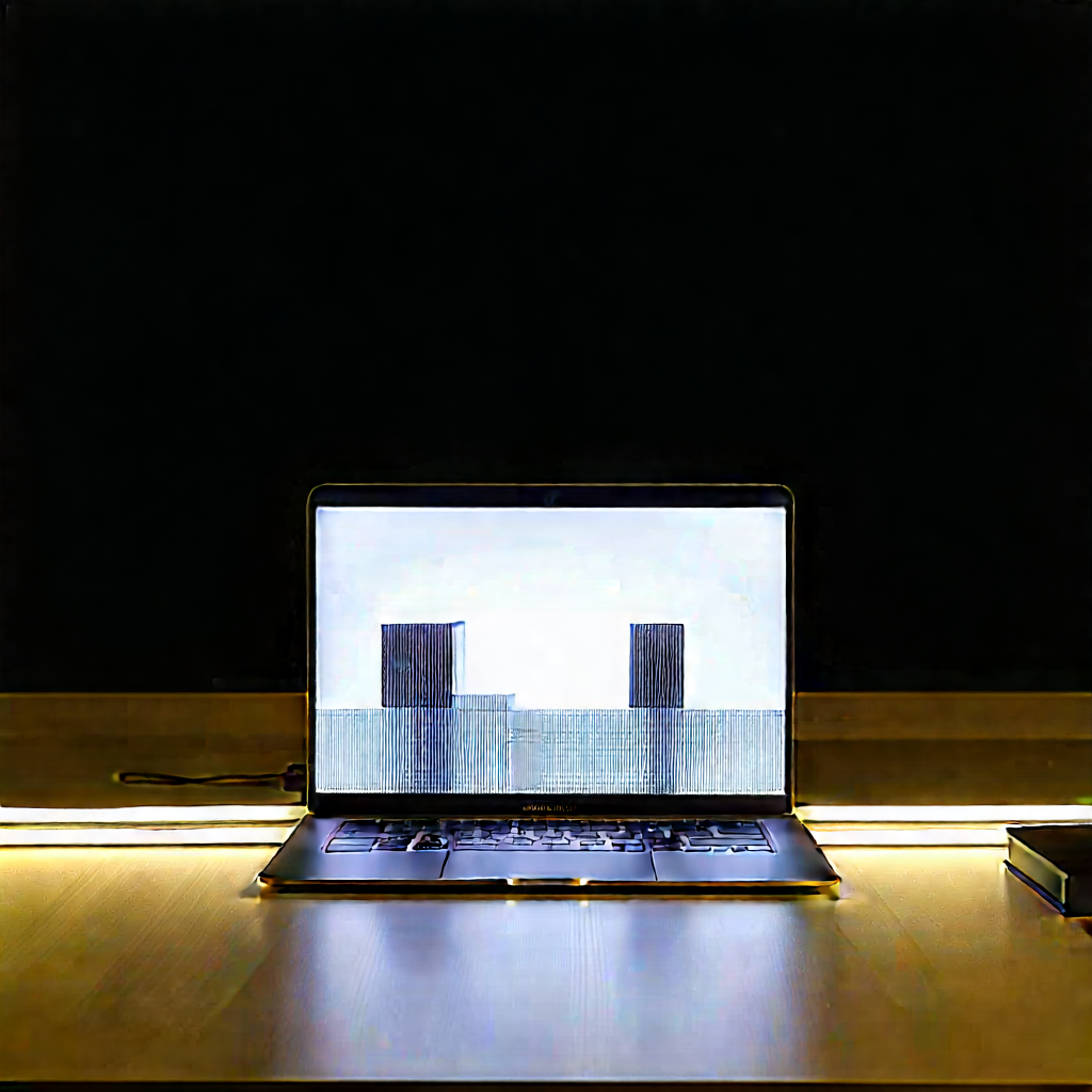 Laptop With Glowing Screen With Laptop Computer