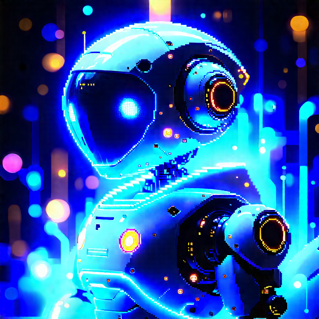 Robot with blue light glow