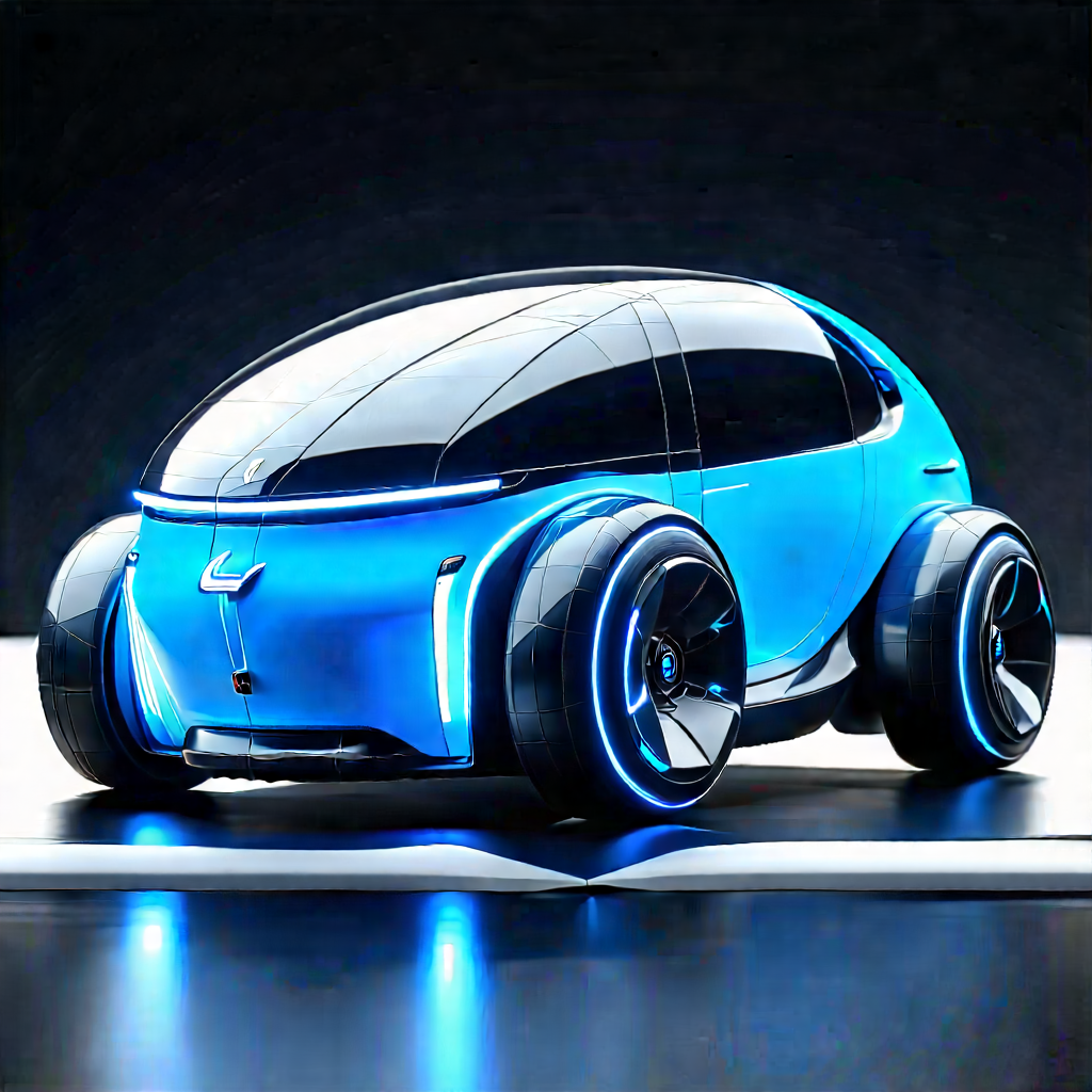 Innovative Electric Vehicle (design:1.24) With Futuristic Blue