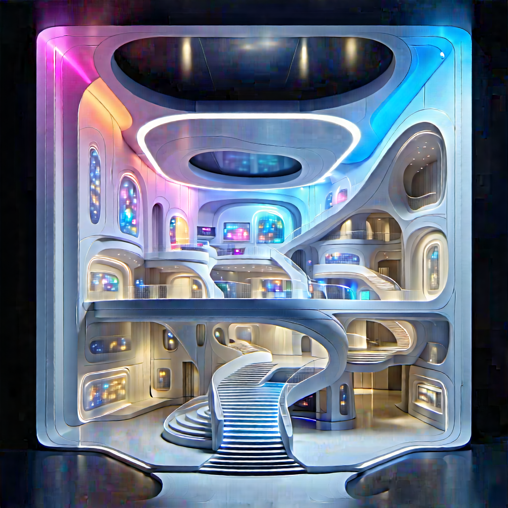Futuristic Innovation Hub With Futuristic, White,