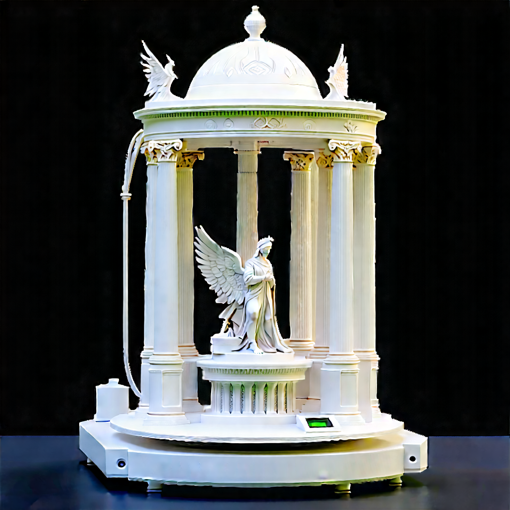 3d Printer With Laser Scanning With White Statue