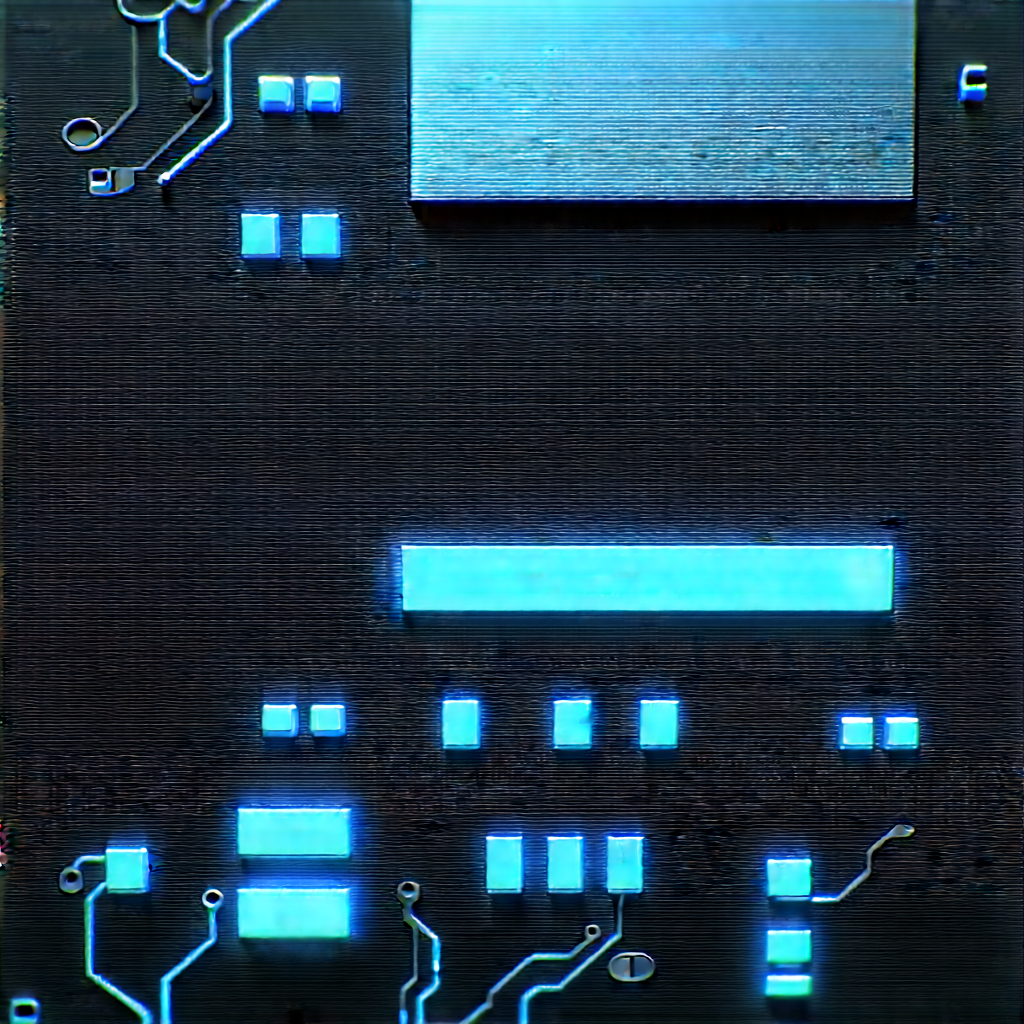 Circuit board with blue light glow