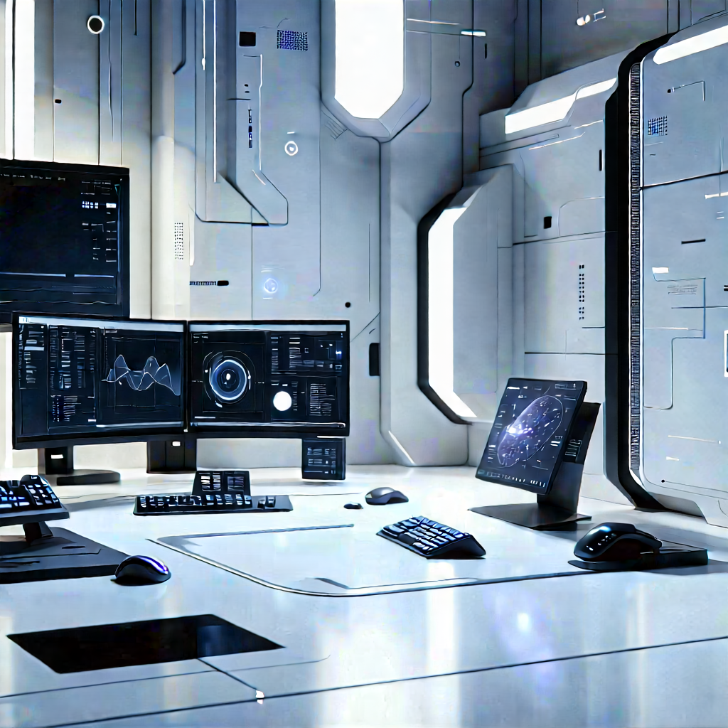 Futuristic Digital Workspace With Image, There