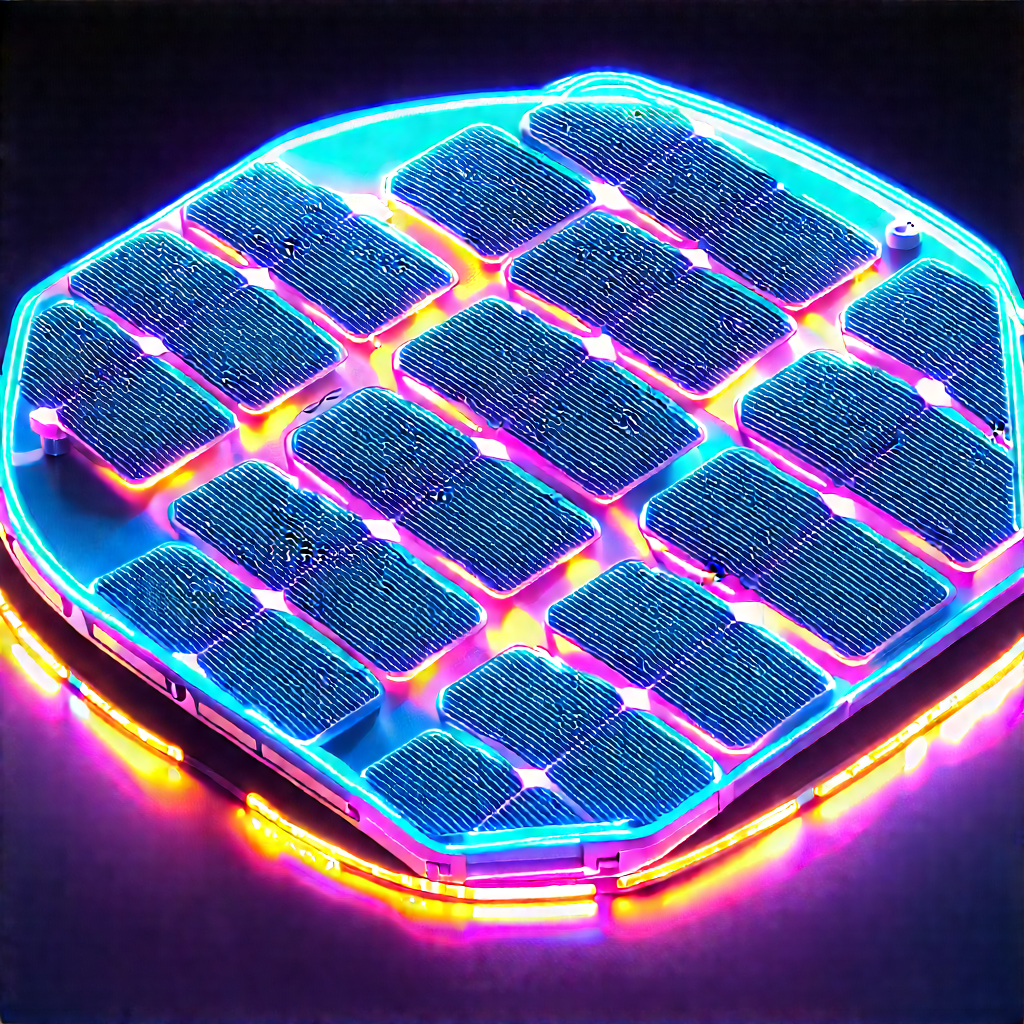 Solar Panel With Neon Accents With Large, Glowing