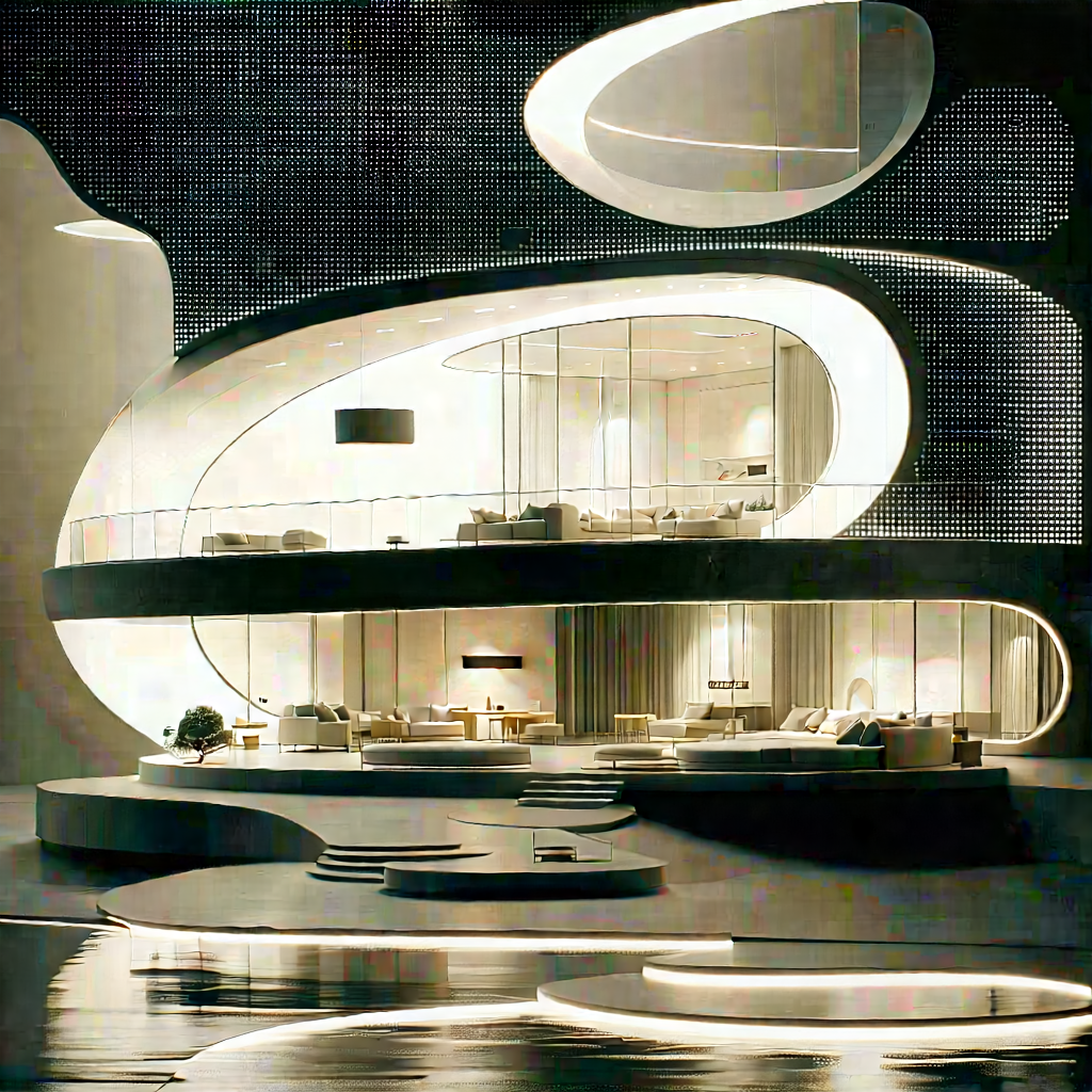 (futuristic:1.33) Smart Home With Black White