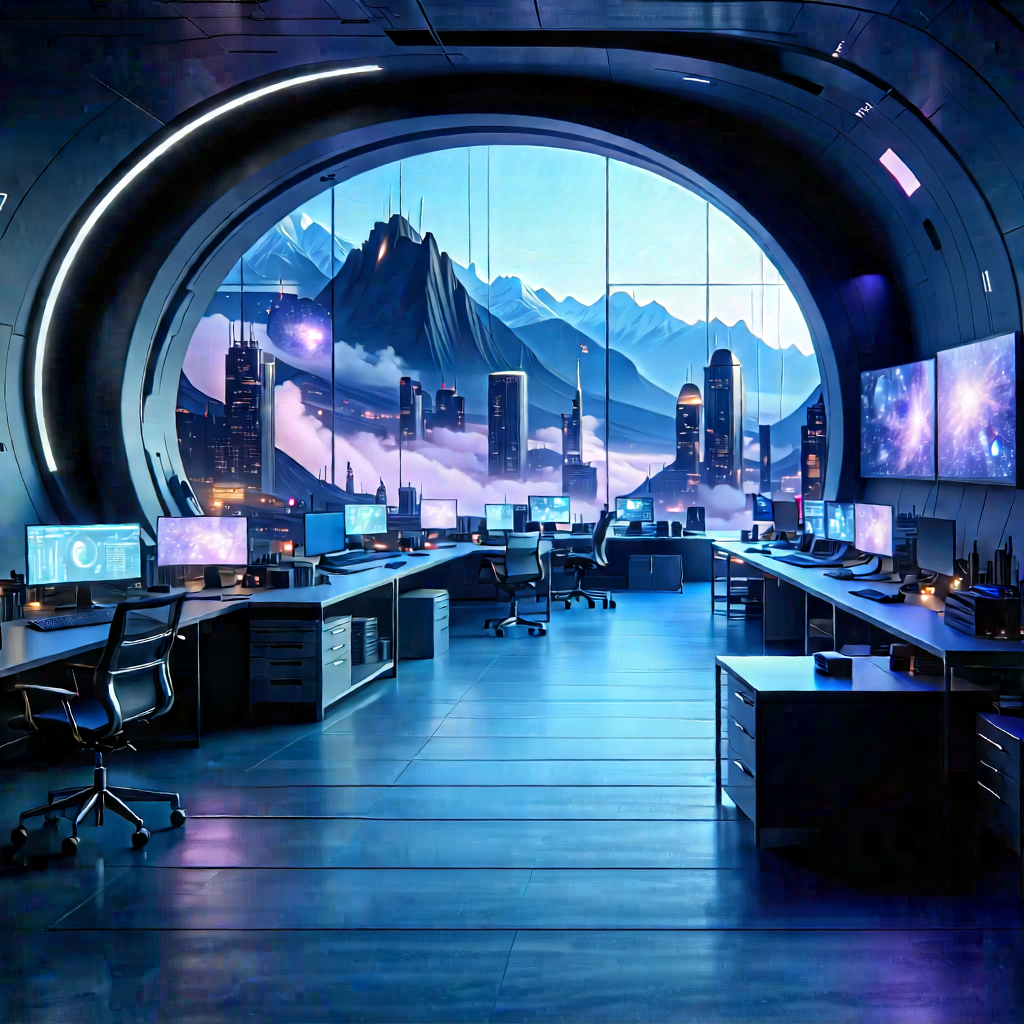 Futuristic Tech Startup Office With Image, There