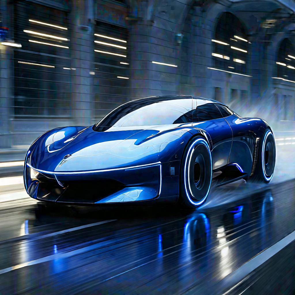 Innovative Electric Vehicle Design With Blue Sports