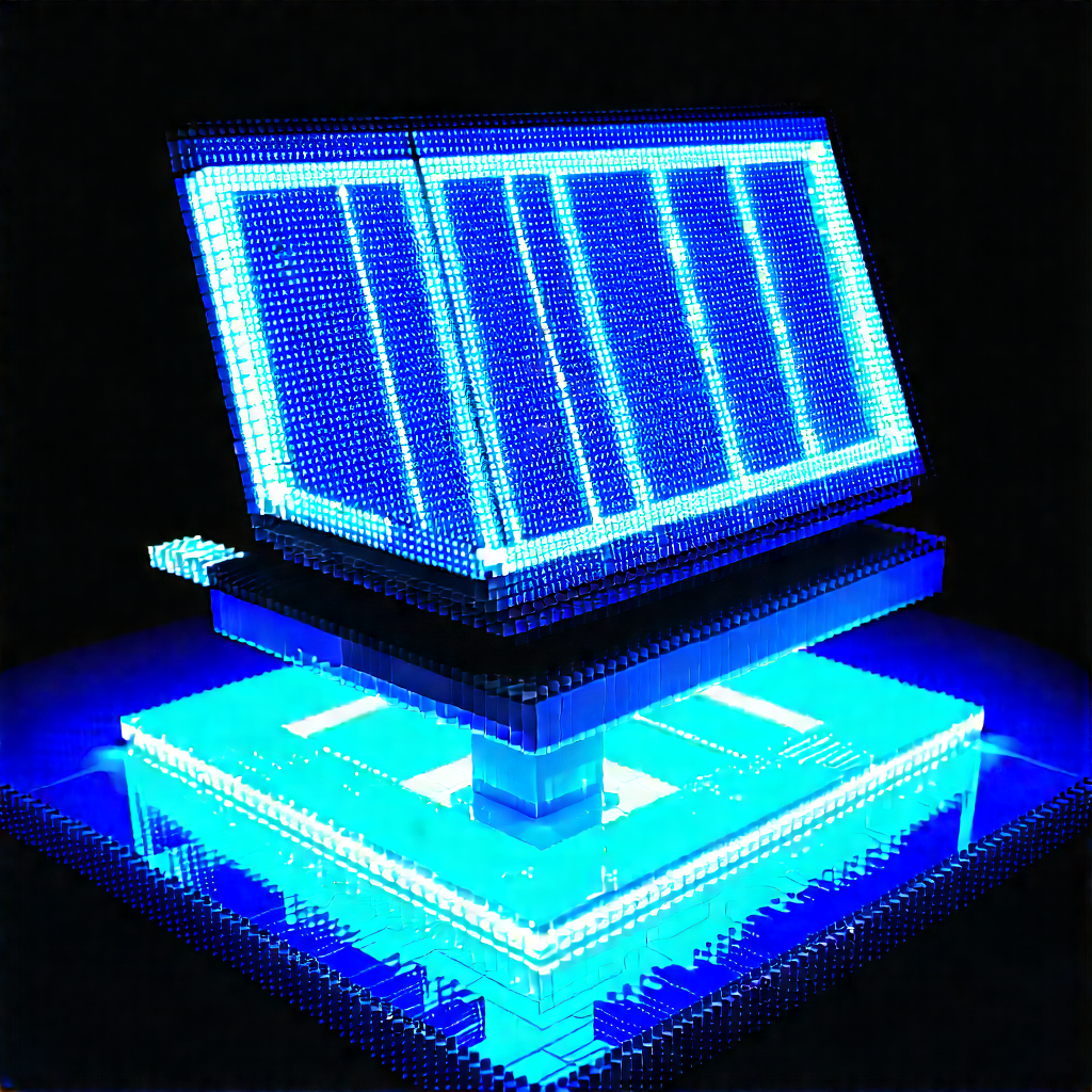 Solar panel with blue light (glow:1.39)