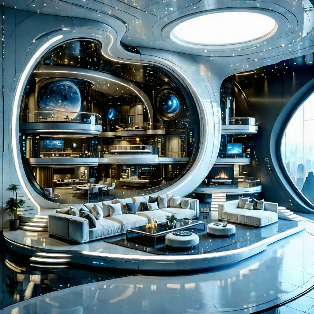 Futuristic Smart Home With Showcases Luxurious
