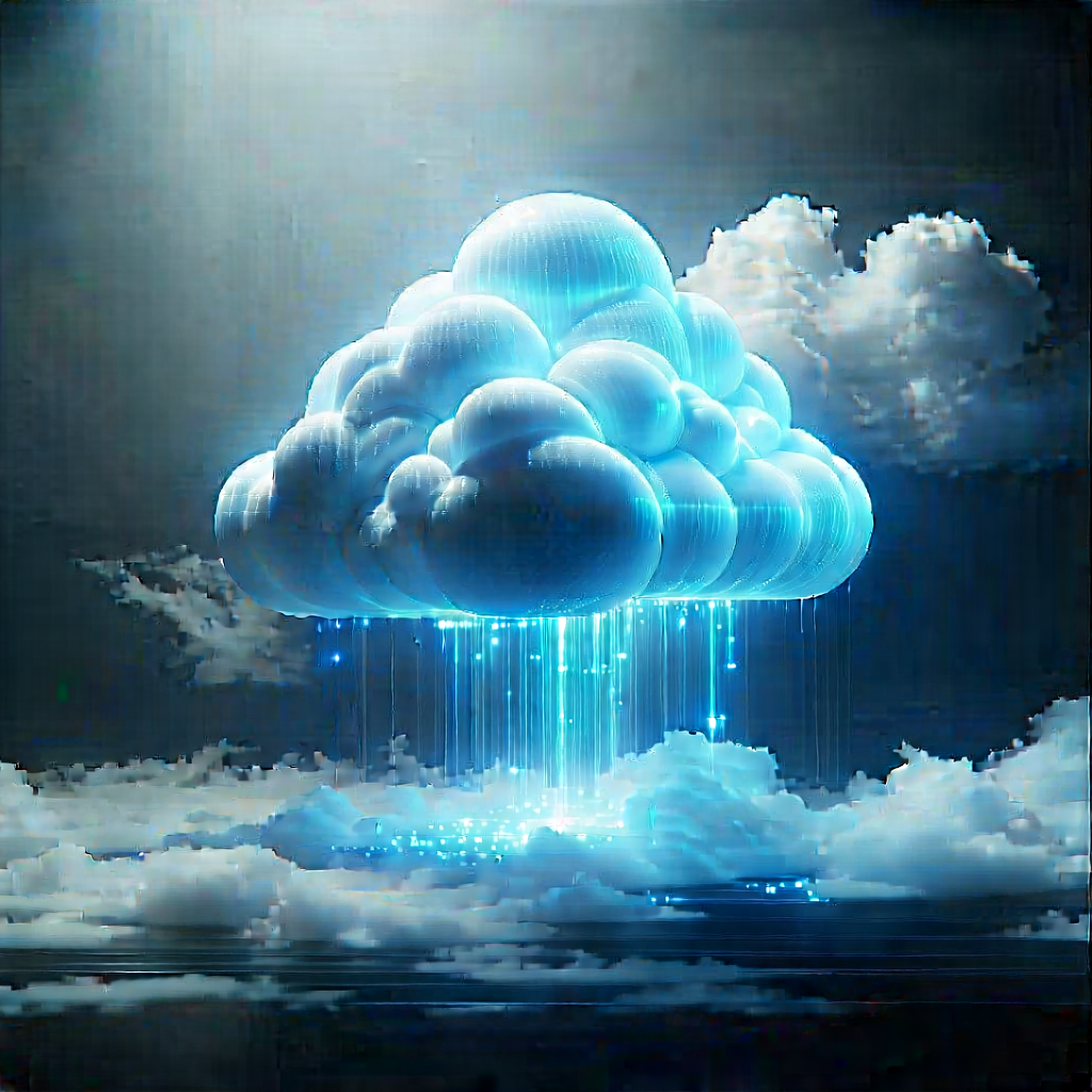 Cloud Computing Visualization With Large, Blue,