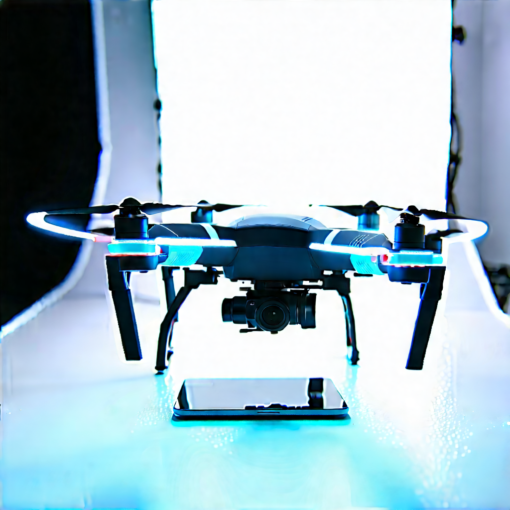 Drone With Glowing Screen With Drone Camera