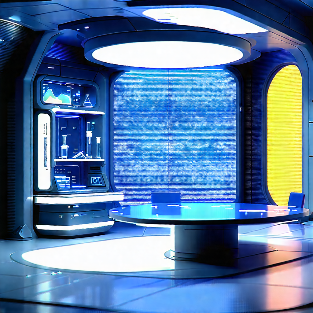 Futuristic Research Laboratory With Image, There