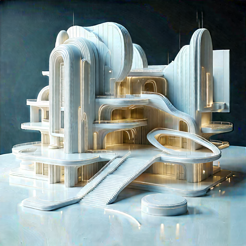Futuristic Innovation Hub With Large White