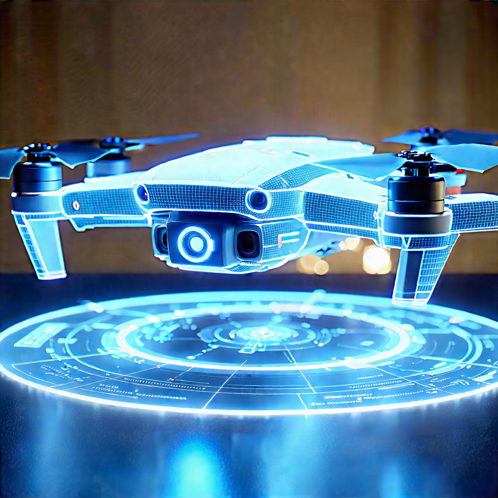Drone With Holographic Display With Blue Drone
