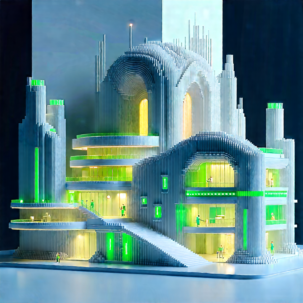 Futuristic Innovation Hub With Large White