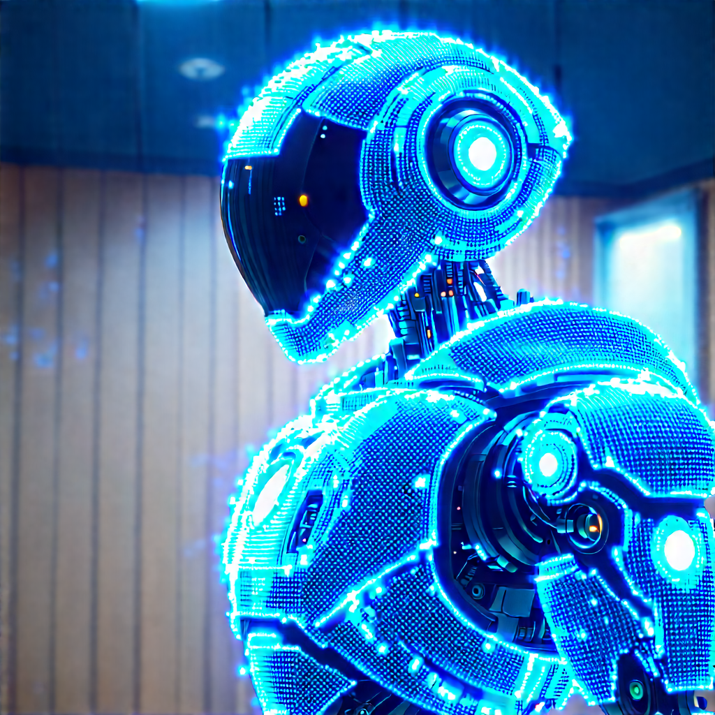 Robot with (digital:1.28) particles