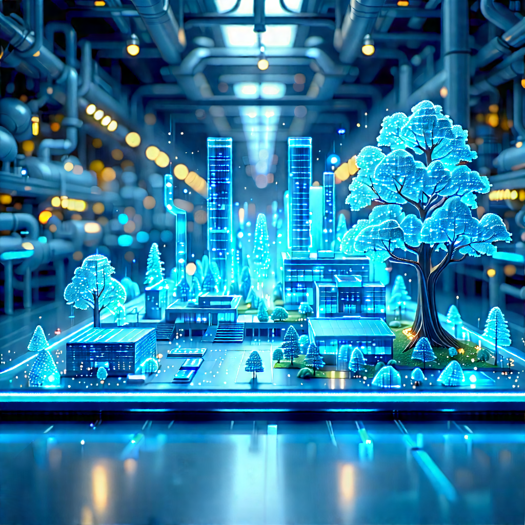 Healthcare Technology In Manufacturing Facility With Digital Artwork