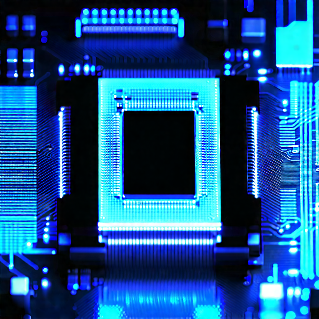 Microchip with blue light (glow:1.32)