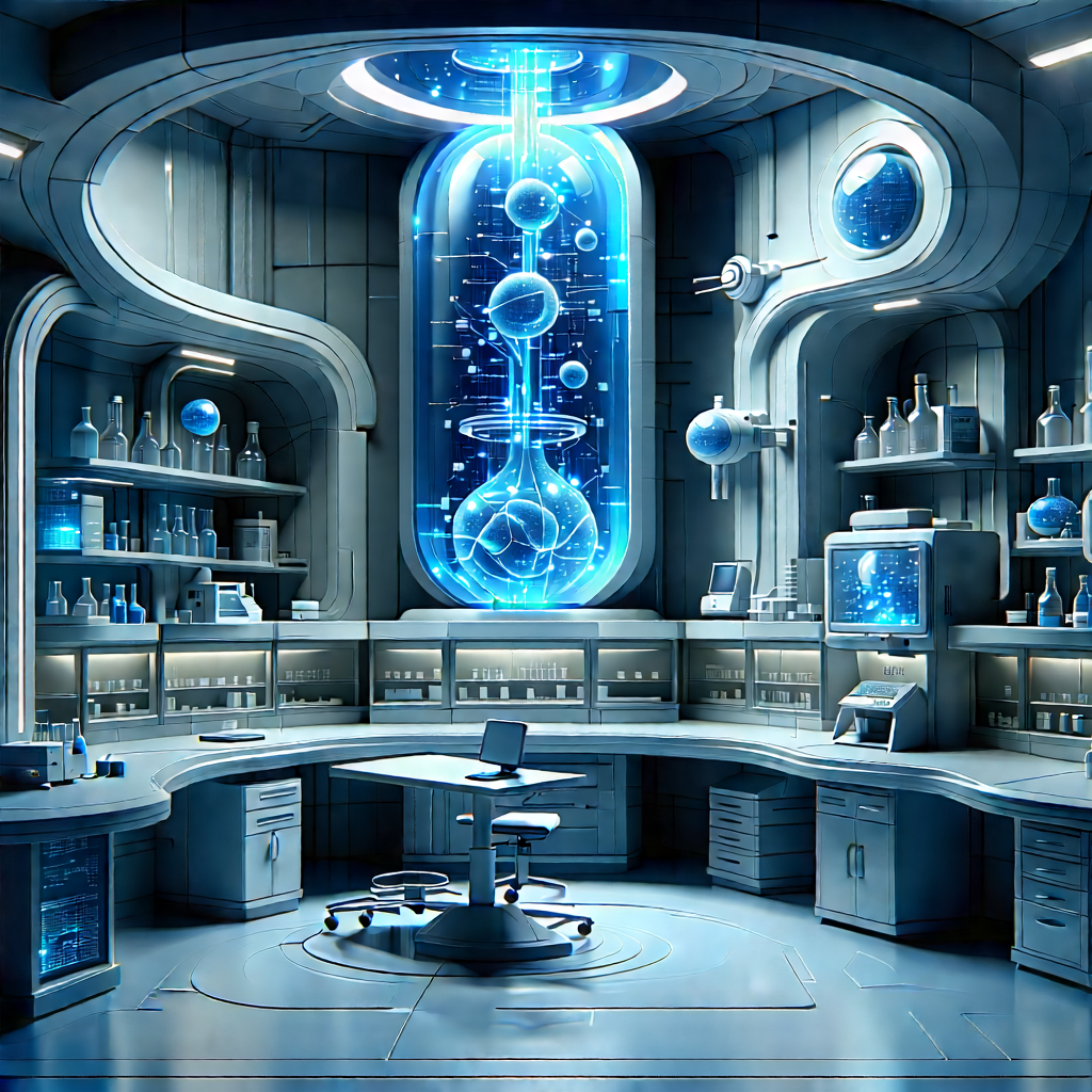 Futuristic Research Laboratory With Image, There