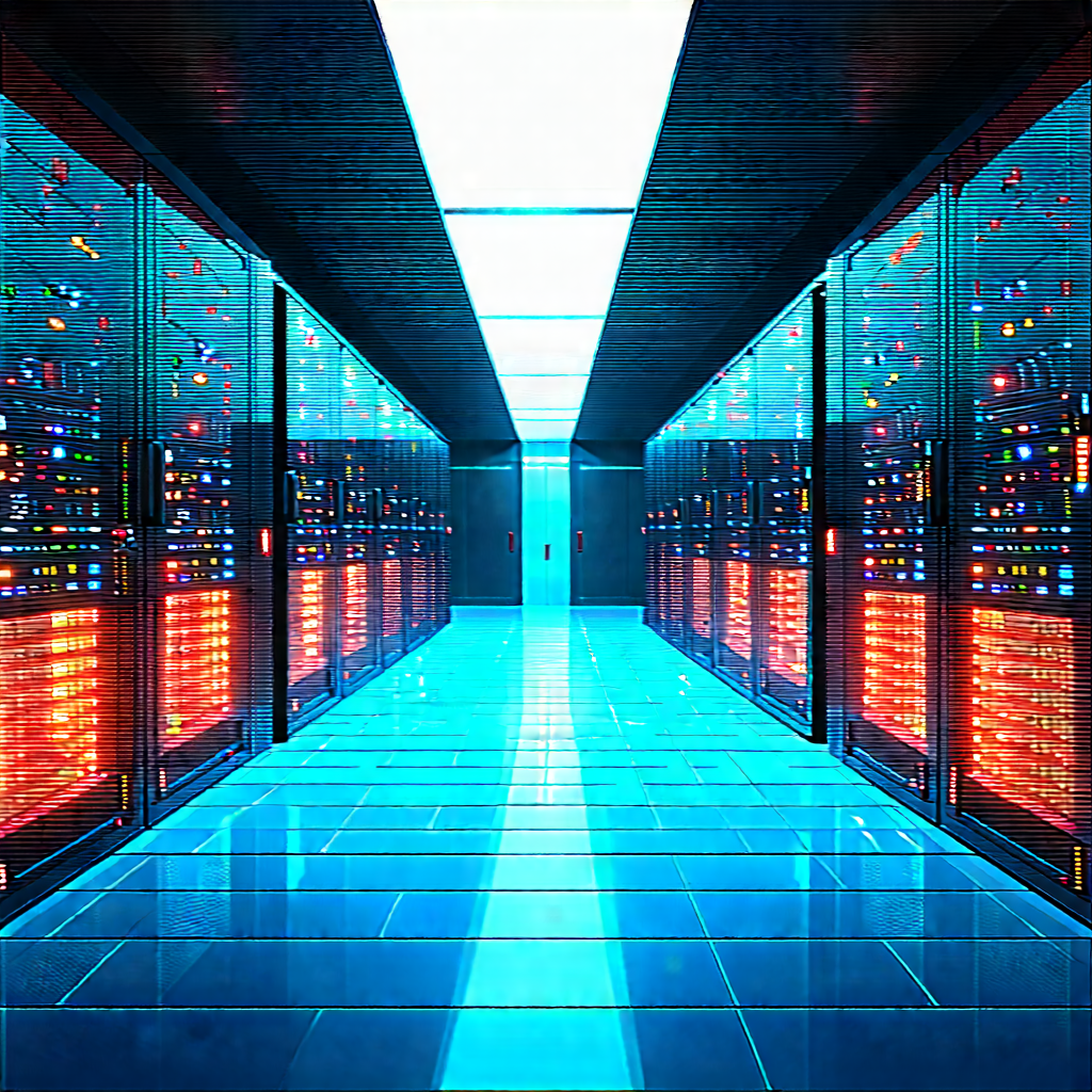 (futuristic:1.22) Server Room With Image, There