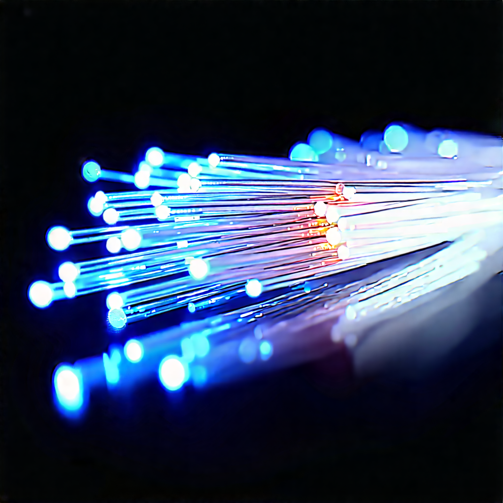 Close-up Of Fiber Optic Cables With Close-up Blue