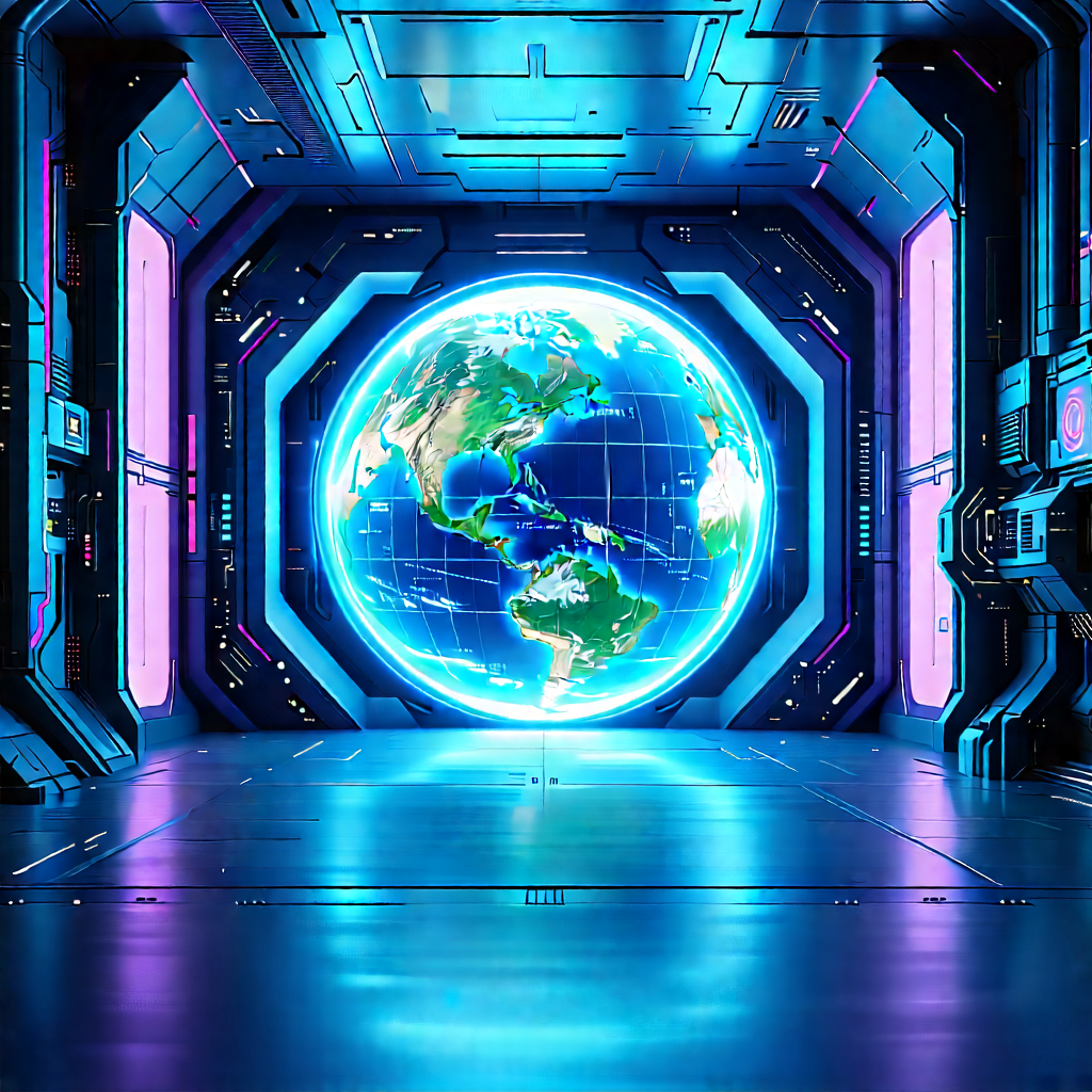 Futuristic Innovation Hub With Large, Blue,